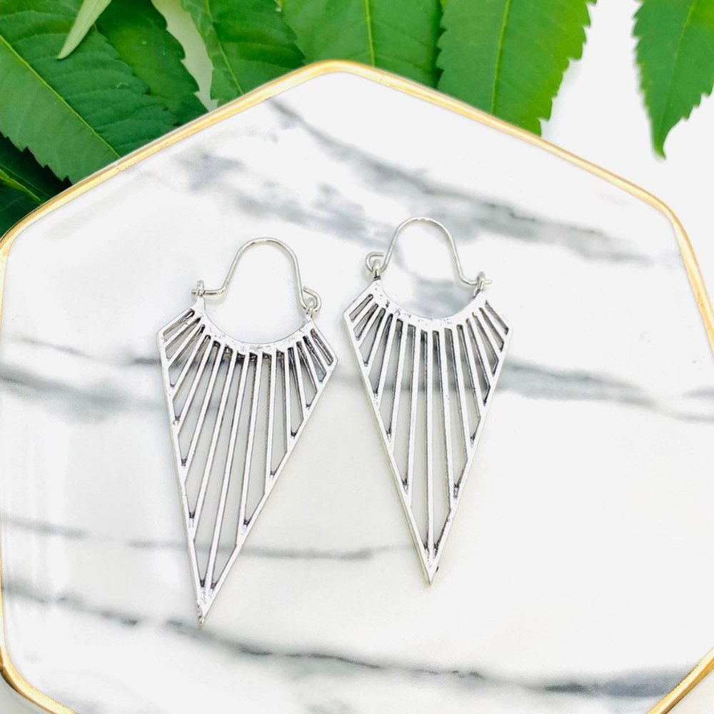 Silver deep V earrings